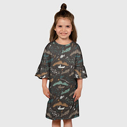 Платье клеш для девочки На Рыбалке, цвет: 3D-принт — фото 2