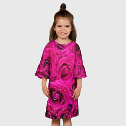 Платье клеш для девочки Бутоны Розы, цвет: 3D-принт — фото 2