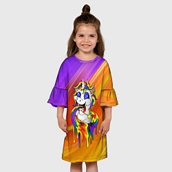 Платье клеш для девочки Единорог Unicorn Rainbow Z, цвет: 3D-принт — фото 2