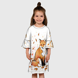 Платье клеш для девочки ЛИСА В ЛИСТЬЯХ ОСЕННЕЕ НАСТРОЕНИЕ FOX IN THE FORES, цвет: 3D-принт — фото 2