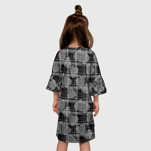 Детское платье Черно-серый клетчатый узор / 3D-принт – фото 4