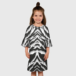 Платье клеш для девочки Белая шкура тигра, цвет: 3D-принт — фото 2