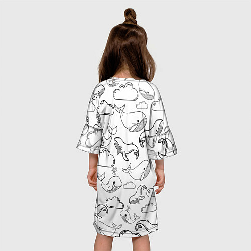 Детское платье Небесные киты ЧБ / 3D-принт – фото 4