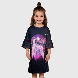 Платье клеш для девочки Vaporwave Astral Astronaut Collage, цвет: 3D-принт — фото 2