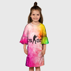 Платье клеш для девочки Cs Go в разноцветном дыму, цвет: 3D-принт — фото 2
