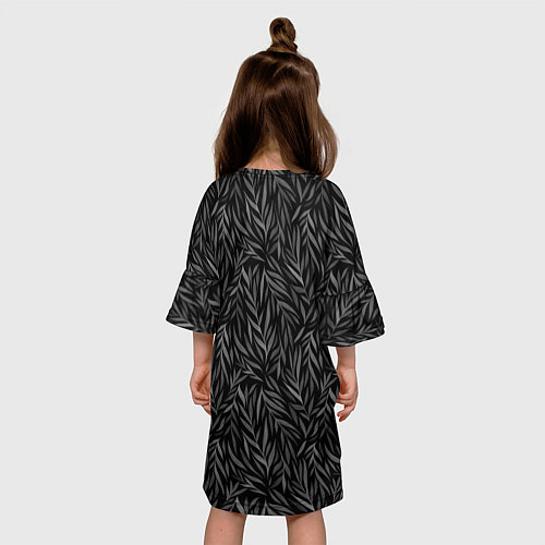 Детское платье Растительный орнамент черно-белый / 3D-принт – фото 4