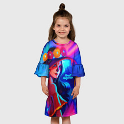 Платье клеш для девочки Неоновая ведьма, цвет: 3D-принт — фото 2
