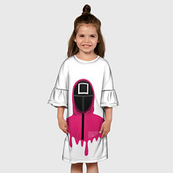 Платье клеш для девочки Игра в кальмара - Squid game, цвет: 3D-принт — фото 2