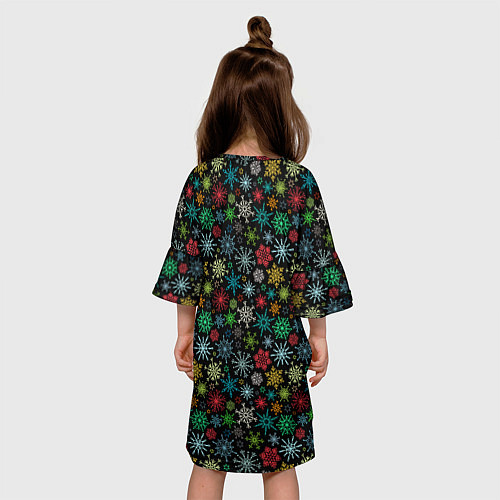 Детское платье Разноцветные Снежинки / 3D-принт – фото 4