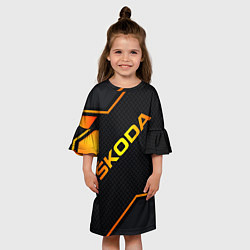 Платье клеш для девочки Skoda Gold Шкода, цвет: 3D-принт — фото 2