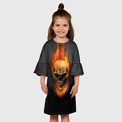 Платье клеш для девочки Призрак в огне, цвет: 3D-принт — фото 2