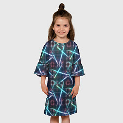 Платье клеш для девочки Неоновый панк, цвет: 3D-принт — фото 2