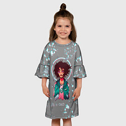 Платье клеш для девочки 067 ГЛИТЧ, цвет: 3D-принт — фото 2