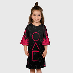 Платье клеш для девочки Игра в кальмара: Игра началась, цвет: 3D-принт — фото 2