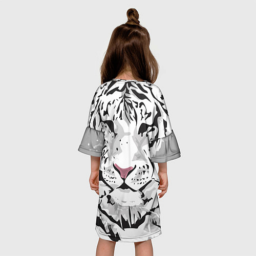 Детское платье Белый снежный тигр / 3D-принт – фото 4