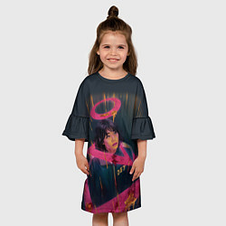 Платье клеш для девочки УЧАСТНИК 067 ИГРА В КАЛЬМАРА SQUID GAME, цвет: 3D-принт — фото 2