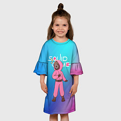 Платье клеш для девочки Удивление - Игра в кальмара, цвет: 3D-принт — фото 2