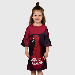 Платье клеш для девочки Игра в кальмара Red Black, цвет: 3D-принт — фото 2
