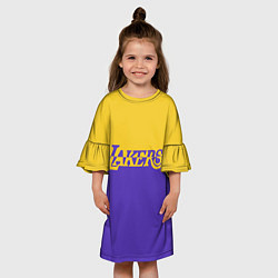 Платье клеш для девочки KobeBryant Los Angeles Lakers,, цвет: 3D-принт — фото 2