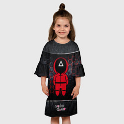 Платье клеш для девочки Игра в кальмара 3D Black Red, цвет: 3D-принт — фото 2