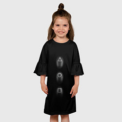 Платье клеш для девочки ИГРА В КАЛЬМАРА МАСКИ SQUID GAME, цвет: 3D-принт — фото 2