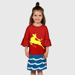 Платье клеш для девочки Герб Магадана, цвет: 3D-принт — фото 2