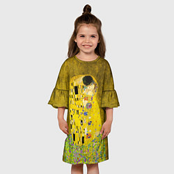 Платье клеш для девочки Влюблённые поцелуй художник Климт, цвет: 3D-принт — фото 2