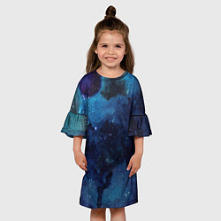Платье клеш для девочки Темнота глубин, цвет: 3D-принт — фото 2