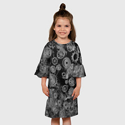 Платье клеш для девочки Механизм и дым, стимпанк, цвет: 3D-принт — фото 2