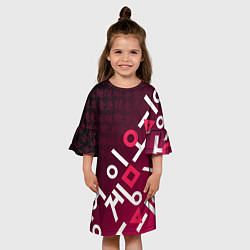 Платье клеш для девочки Игра в кальмара: Иероглифы, цвет: 3D-принт — фото 2
