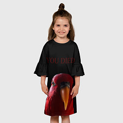 Платье клеш для девочки Красный попугай Red parrot, цвет: 3D-принт — фото 2