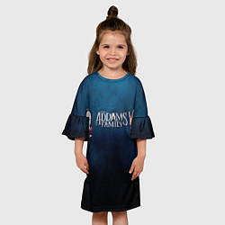 Платье клеш для девочки Семейка Аддамс Горящий Тур Уэнздэй Аддамс, цвет: 3D-принт — фото 2