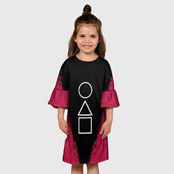 Платье клеш для девочки Игра в кальмара: Фигуры игры, цвет: 3D-принт — фото 2
