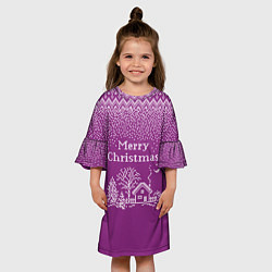 Платье клеш для девочки Новогодний дом, цвет: 3D-принт — фото 2