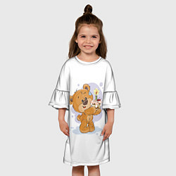 Платье клеш для девочки С днем рождения Медвежонок 7, цвет: 3D-принт — фото 2