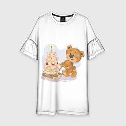 Платье клеш для девочки С днем рождения Медвежонок 9, цвет: 3D-принт