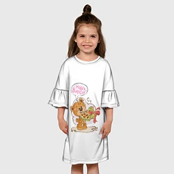 Платье клеш для девочки С днем рождения Медвежонок 14, цвет: 3D-принт — фото 2