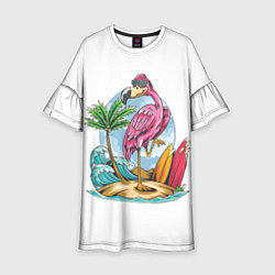 Платье клеш для девочки Фламинго На Острове, цвет: 3D-принт