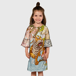 Платье клеш для девочки Китайский тигр Символ 2022 года, цвет: 3D-принт — фото 2