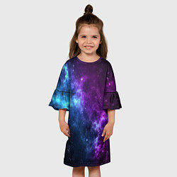 Платье клеш для девочки NEON GALAXY НЕОНОВЫЙ КОСМОС, цвет: 3D-принт — фото 2