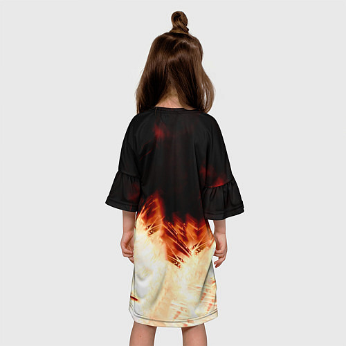 Детское платье Огненный Сайтама One Punch-Man / 3D-принт – фото 4