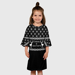 Платье клеш для девочки Олень в свитере, цвет: 3D-принт — фото 2