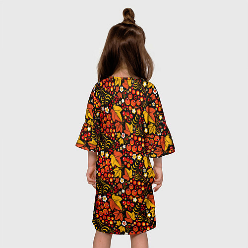 Детское платье Хохлома цветы-ягодки / 3D-принт – фото 4