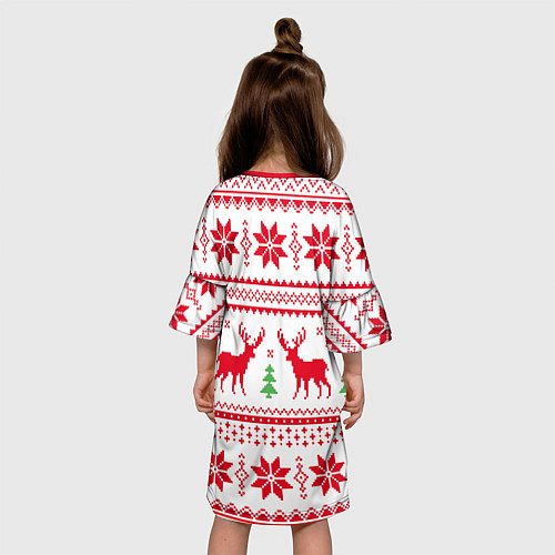 Детское платье Новогодний узор с оленями / 3D-принт – фото 4