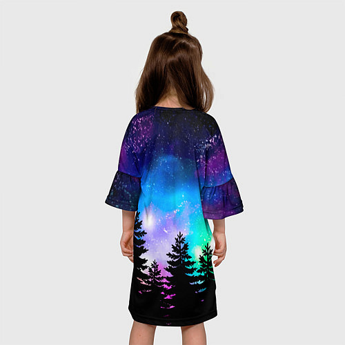 Детское платье Космический лес, елки и звезды / 3D-принт – фото 4