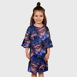 Платье клеш для девочки Huggy Wuggy: Pattern Face, цвет: 3D-принт — фото 2