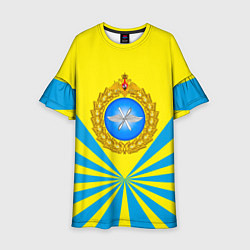Платье клеш для девочки Большая эмблема ВВС РФ, цвет: 3D-принт