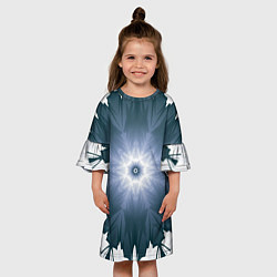 Платье клеш для девочки Снежинка Абстракция Синий, цвет: 3D-принт — фото 2