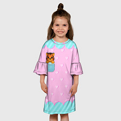Платье клеш для девочки Маленький тигр в кармане, цвет: 3D-принт — фото 2