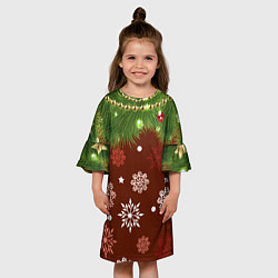 Платье клеш для девочки Зимнее Настроение Елка, цвет: 3D-принт — фото 2